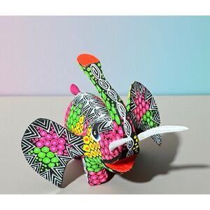 Oaxacan Alebrije Elephant Trunk Up Big Ears Copal Wood‎ Carving Multicolor Art
